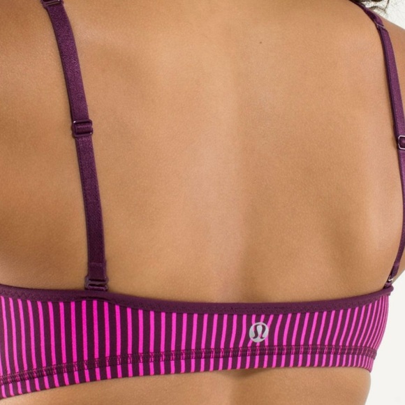 Lululemon Daily Bra Hyper Stripe Raspberry Glo Light / Plum - Picture 2 of 4